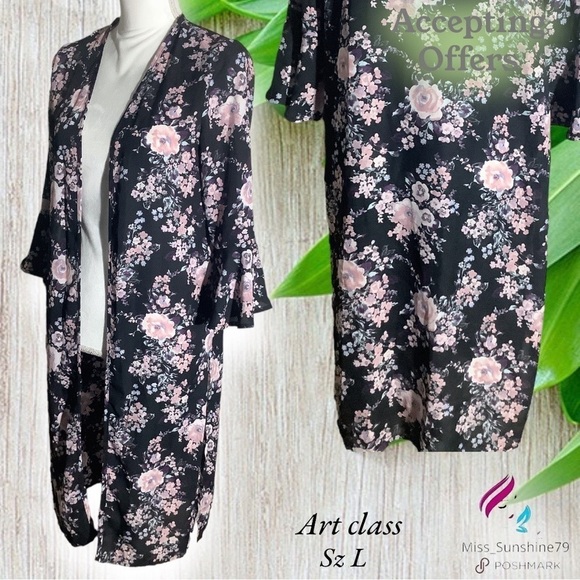 Art Class - Youth XL (14/16) - lightweight slit duster bell sleeves smooth silky - Picture 1 of 8